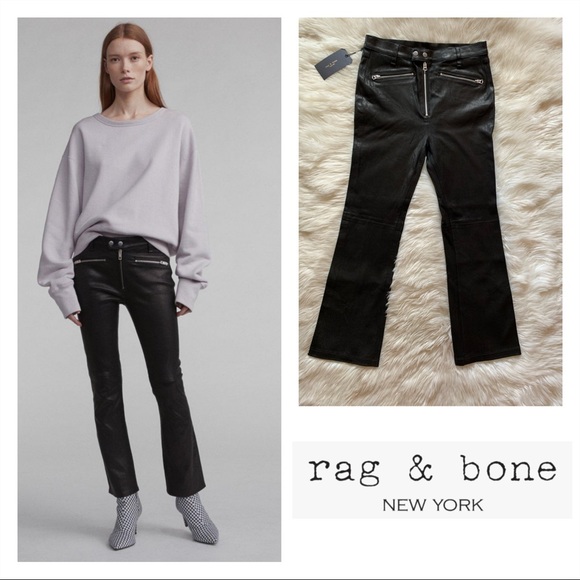 New! RAG & BONE Braxton Lambskin Leather Pants - Picture 2 of 12
